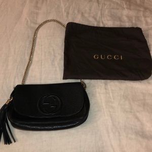 Gucci pebbled calfskin soho medium shoulder bag